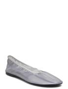 Mango Semi-Transparent Mesh Ballet Flats Silver