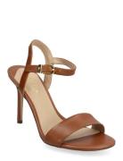 Lauren Ralph Lauren Gwen Burnished Leather Sandal Brun