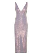 ROTATE Birger Christensen Sequin Low Cut Back Dress Rosa