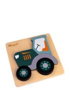 Magni Leksaker Tractor Puzzle In 100 % Fsc Wood Multi/patterned