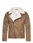 Lindbergh Imit?. Shearling Biker Jacket Brun