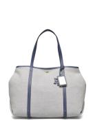 Lauren Ralph Lauren Canvas & Leather Large Emerie Tote Blå