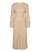 Malina Elinne Cable Knitted Maxi Dress Beige