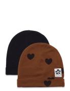 Mini Rodini Basic Hearts Beanie 2-Pack Multi/patterned