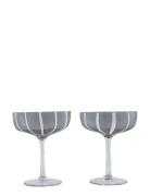 Mizu Coupe Glass - Pack Of 2 Home Tableware Glass Champagne Glass Grey...