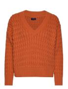 GANT Cotton Texture V-Neck Orange