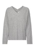 YAS Yasemilie Ls V-Neck Knit Pullover S.noos Grå