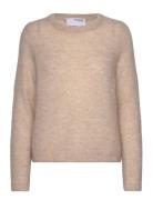 Selected Femme Slflive Ls Knit O-Neck Beige