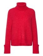 Selected Femme Slfsia Ras Ls Knit Rollneck Röd