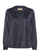 MOS MOSH Mmenfa Satin Blouse Marinblå