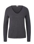 Tom Tailor Sweater Basic V-Neck Marinblå