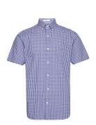 GANT Reg Poplin Gingham Ss Shirt Blå