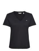 GANT Reg Shield Ss V-Neck T-Shirt Svart