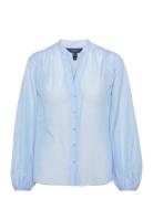 GANT Rel Cotton Silk Blouse Blå