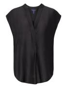 GANT Rel Sleeveless Stand Collar Blouse Svart