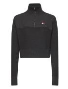 Tommy Jeans Tjw Half Zip Badge Rib Sweater Svart