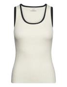 NORR Sherry U-Neck Block Knit Tank Kräm