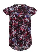 ONLY Carmakoma Cardeedee Life S/S V-Neck Top Aop Svart