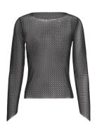 Gina Tricot Mesh Rhinest Top Svart