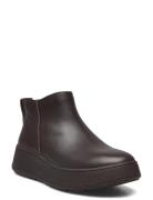 FitFlop F-Mode Leather Flatform Zip Ankle Boots Brun