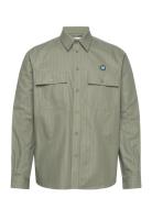 Double A By Wood Wood Carson Herringb Shirt Khaki Green