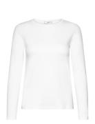 Mango Long Sleeve Cotton T-Shirt Vit