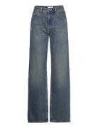 Mango Mid-Rise Straight Jeans Blå