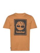 Timberland Stack Logo Short Sleeve Tee Wheat Boot/Black Orange