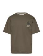 Mango Printed Cotton-Blend T-Shirt Khaki Green