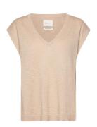 GANT Linen Blend V-Neck Vest Beige