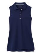 Peter Millar Banded Sport Mesh Sleeveless Button Polo Marinblå