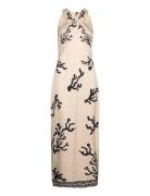 Malina Trisha Halterneck Satin Maxi Dress Kräm