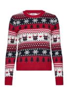 ONLY Onlxmas Reindeer Ls O-Neck Box Knt Röd