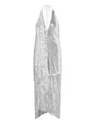 ROTATE Birger Christensen Sequins Mini Fringe Dress Silver