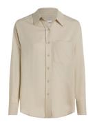 Calvin Klein Linen Blend Relaxed Shirt Beige