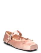 Mango Satin Ballet Flats With Buckle Rosa