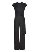 Lauren Ralph Lauren Tie-Front Jersey Wide-Leg Jumpsuit Svart