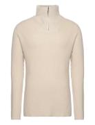 Knowledge Cotton Apparel 1/2 Neck Zip Merino Wool Rib Knit - Kräm