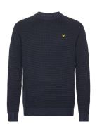 Lyle & Scott Birdseye Mock Neck Jumper Marinblå