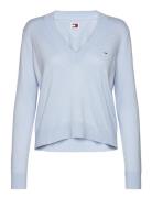 Tommy Jeans Tjw Essential Vneck Sweater Ext Blå