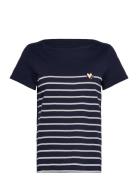 Tom Tailor T-Shirt Boat Neck Stripe Marinblå