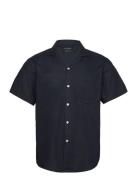 Clean Cut Copenhagen Bowling Cotton Linen Shirt S/S Marinblå