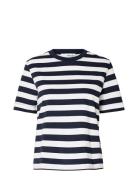 Selected Femme Slfessential Ss Striped Boxy Tee Noos Vit