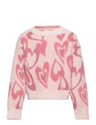 Lindex Sweater Feather Yarn Jaquard Rosa