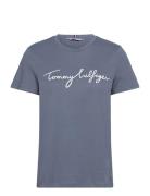 Tommy Hilfiger Reg C-Nk Signature Tee Ss Blå