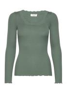 Rosemunde Rwbabette Ls U-Neck Lace Top Khaki Green