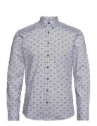 Lindbergh Printed Superflex Shirt L/S Blå