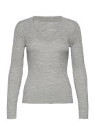 Selected Femme Slfcosta New Ls Knit Deep U-Neck Grå