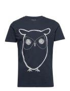 Knowledge Cotton Apparel Big Owl Tee - Gots/Vegan Marinblå