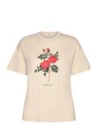 Mango Printed Cotton-Blend T-Shirt Beige